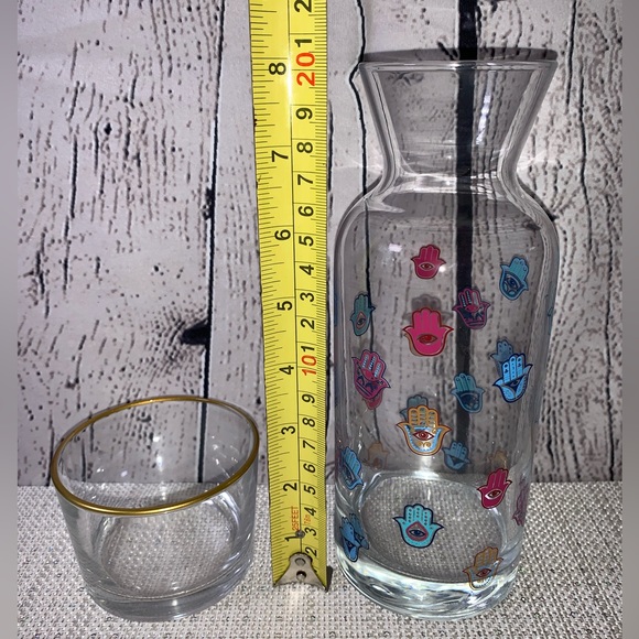 🆕 Rainbow Hamsa Glass Carafe Set🪬 - Picture 8 of 11
